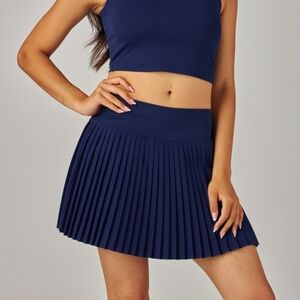 Navy Sharp Pleated Tennis Skort